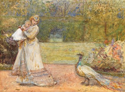 Lady and a Peacock by George John Pinwell